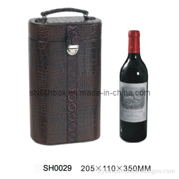Antique Dark Brown PU Wine Box (SH0029)